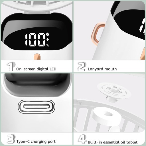 Портативный портативный мини-USB-вентилятор, складной, 5 уровней скорости, БЕЛЫЙ