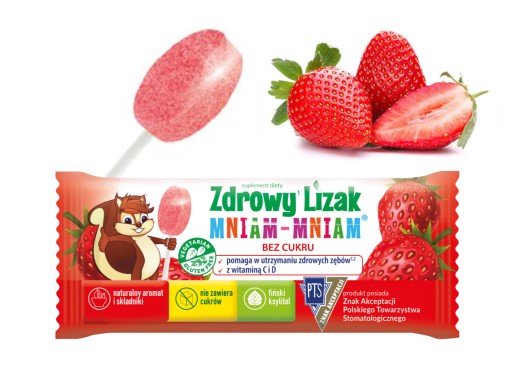 Полезные леденцы для детей Ням-ням, без сахара, со вкусом клубники, 40 шт.