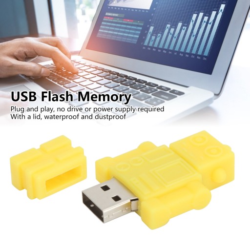 Портативный USB-накопитель, желтый мультяшный робот, большой палец для хранения информации