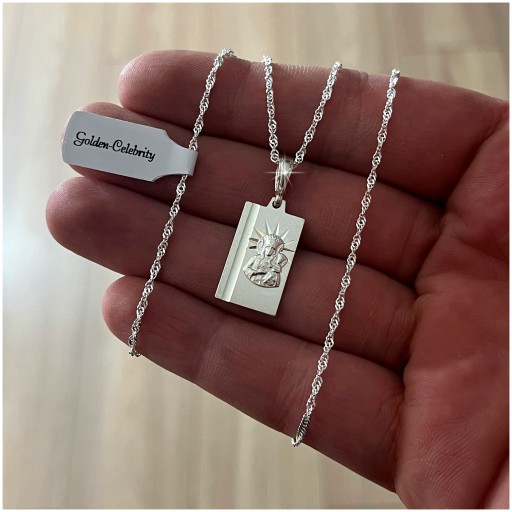 СЕРЕБРЯНАЯ ЦЕПЬ СИНГАПУР + МЕДАЛЬ 925 БОЖЬЕЙ МАТЕРИ ЧЕНСТОХОВСКАЯ + ГРАВИРОВКА