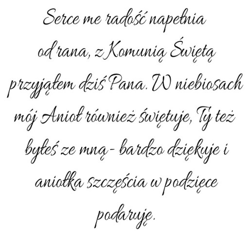 KOMUNIA PODZIĘKOWANIE RODZICE CHRZESTNI ANIOŁEK