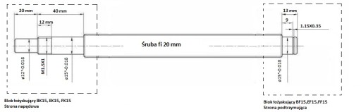 Śruba kulowa z nakrętką SFU2010-0600mm z obróbką pod bloki łożyskujące
