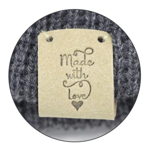 Metka naszywka HANDMADE zamszowa 50x20 mm M105