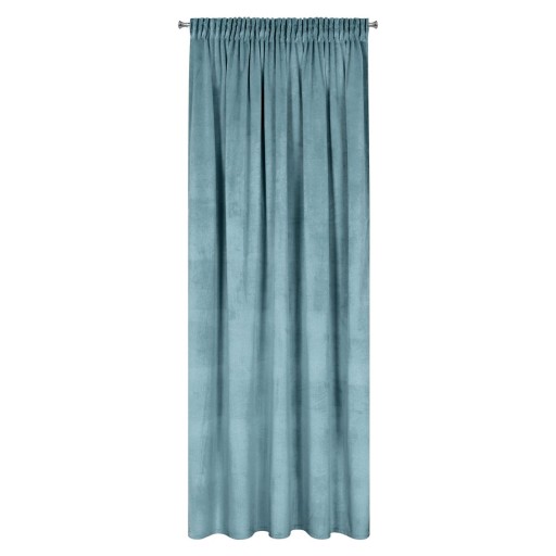 Zasłonka gotowa na taśmie niebieski welur 140x270 MELANIE żabki gruba BOHO