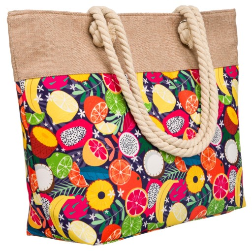 Duża torba damska shopper bag kolorowa torebka na suwak A4 pojemna