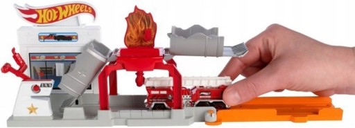 Hot Wheels City Stacja Benzynowa w Ogniu Pożar Zestaw + Autko Tor Wyścigowy