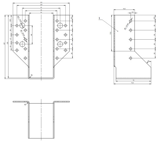 WB11 БАЛКА ПОДВЕСКА, КРОНШТЕЙН, КАРПАНСОВОЕ СОЕДИНЕНИЕ, СТРОИЛЫ 51x135x75, ОЦИНКОВАННЫЕ СЕРТИФИКАТЫ