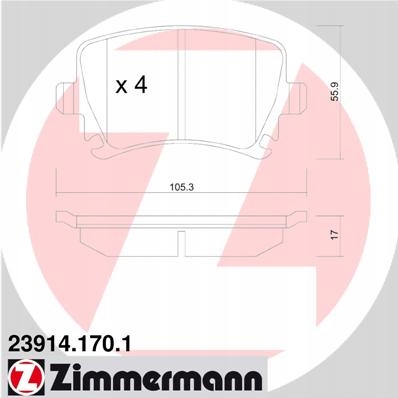 Диски Zimmermann Pads - задние - AUDI A4 B7 288 мм