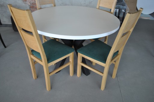 КОМПЛЕКТ КРУГЛЫЙ СТОЛ, МАТОВЫЙ БЕЛЫЙ, LOFT 120/170 + 4 СТУЛА, ДУБ, ГОСТИНАЯ, СТОЛОВАЯ