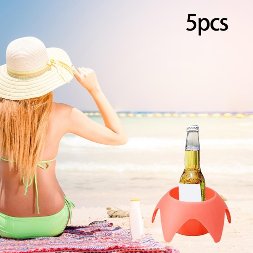 5 szt. Uchwyt na kubek z napojem plażowym Uchwyty na kubek z piaskiem Różowy
