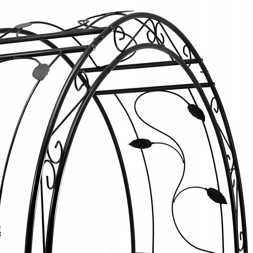 Metalowa Pergola Ogrodowa do róż Podpora do Roślin Stabilna Czarna 260 cm