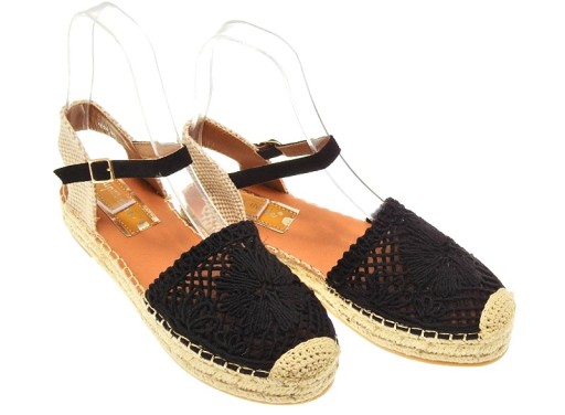 Flat Espadrilles Openwork Black R.37