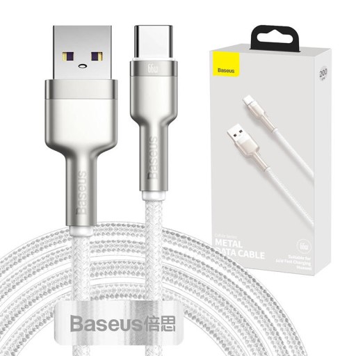 Кабель Baseus Cafule USB — USB-C, 66 Вт, 2 м (белый)