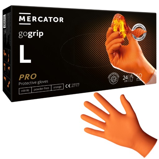 Перчатки MERCATOR GOGRIP NITRILE оранжевые ОРАНЖЕВЫЕ 50 шт. размер L.