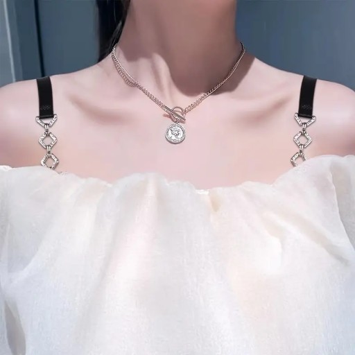 STRAPS Комплект декоративного регулируемого бюстгальтера с серебряными квадратными цирконами