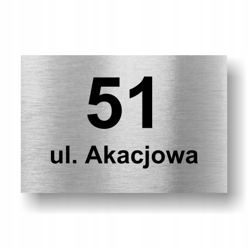 NIERDZEWNY NUMER NA DOM TABLICZKA ADRESOWA Z NUMEREM DOMU 30x20 cm Srebrny