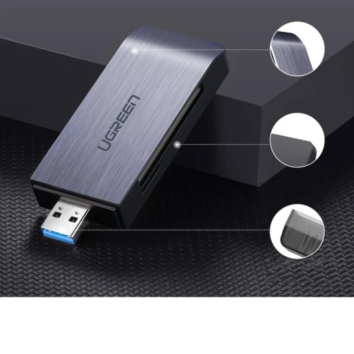 Кардридер SD/micro SD/CF/MS, разъем USB 3.0 - серый