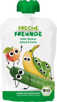 FRECHE FREUNDE BIO MUS JABŁKO BANAN SZPINAK OGÓREK BEZ DODATKU CUKRÓW 100g