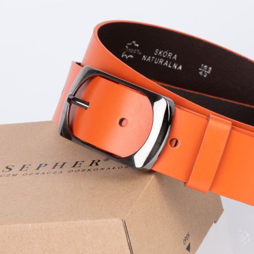 SEPHER широкий кожаный брючный ремень ORANGE