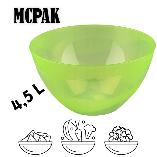 MISKA PLASTIKOWA FALA DUŻA TRANSPARENTNA DO SAŁATEK PRZEKĄSEK 4,5 L 26 CM