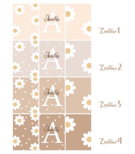 Zestaw 3 plakaty stokrotki DAISY Imię dziecka A3 kolory!!!