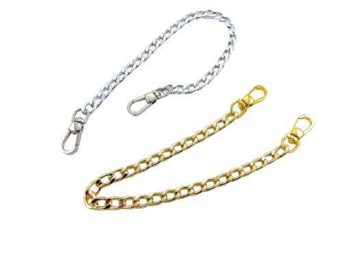 Серебряная цепочка для сумки + 2 карабина - 50 см.