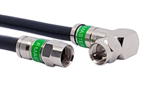 Kabel koncentryczny przewód antenowy 10M czarny Wtyk F-Wtyk F KĄTOWY 1,1Cu
