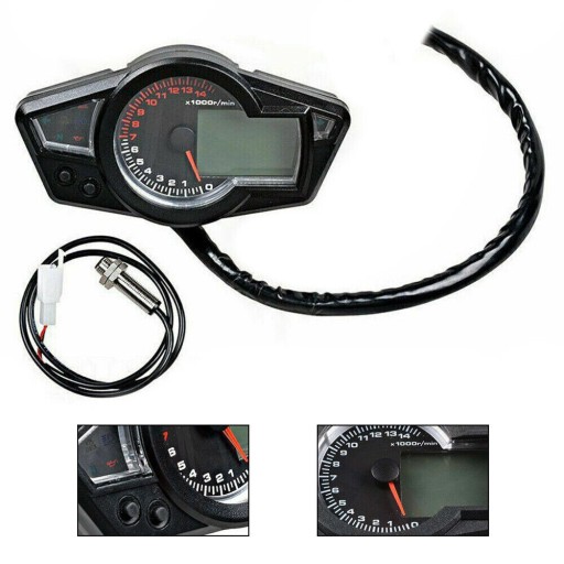 UNIWERSALNY LICZNIK CYFROWY MOTOCYKL MOTOR SKUTER QUAD LCD 11000 RPM