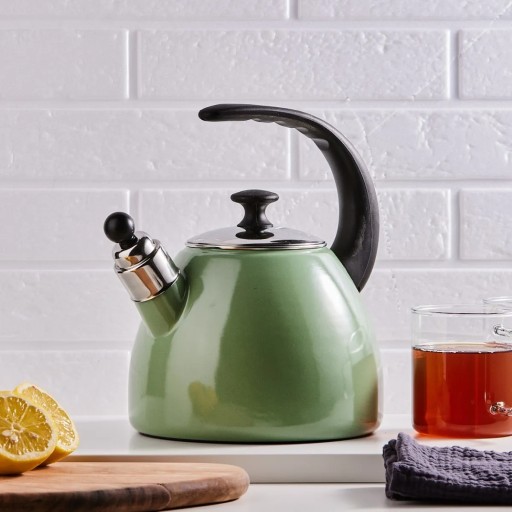Эмалированный чайник с индукцией свистка Altom Design Balbina Sage 2.5L