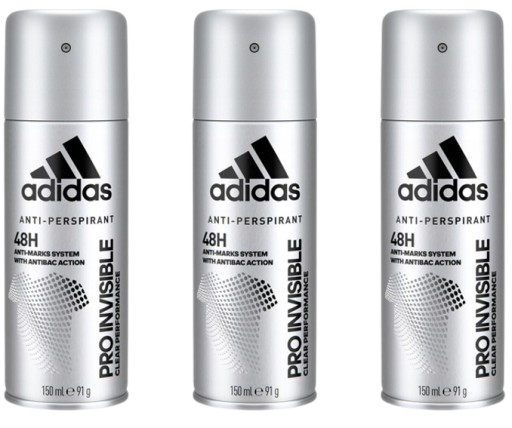 Dezodorant Adidas Pro Invisible Antyperspirant W Sprayu Oryginalny 150ml x3