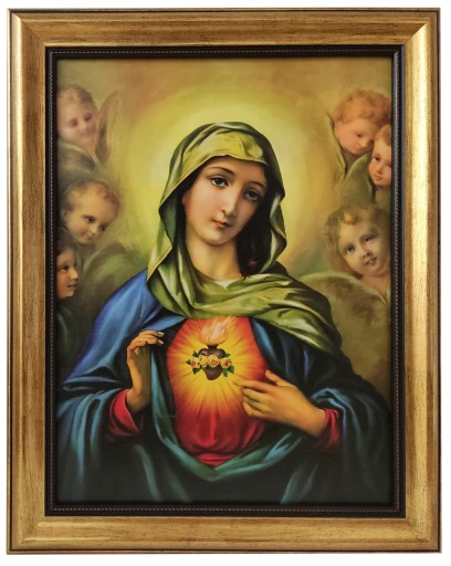 SERCE MARYI ŚWIĘTE OBRAZY W ZŁOTEJ RAMIE NA ŚCIANĘ