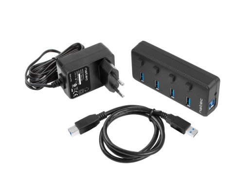 Natec 4x USB 3.0 Mantis 2 USB-концентратор с переключателем + блок питания