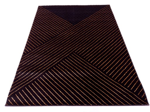 Dywan EMERALD LAMELE glamour czarno złoty 180x270 czarny ze złotym paski