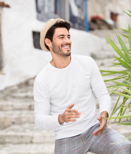 Зеленая футболка с длинными рукавами SLIM FIT MALFINI, L