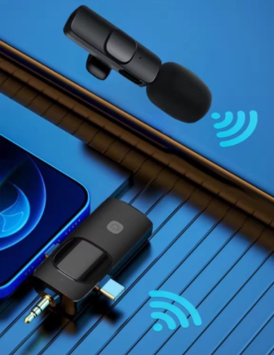 2x MIKROFON BEZPRZEWODOWY KRAWATOWY / ODBIORNIK USB-C LIGHTNING UNIWERSALNY