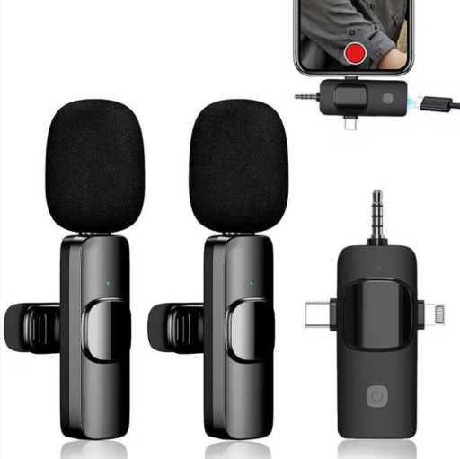 2x MIKROFON BEZPRZEWODOWY KRAWATOWY / ODBIORNIK USB-C LIGHTNING UNIWERSALNY