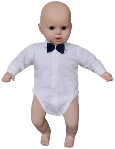 Koszula w formie body z muszką 62 elegancka dla chłopca KOSZULOBODY + MUCHA