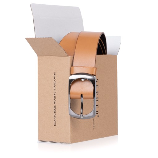 Pasek skórzany SEPHER Classic 4cm CIEMNY RUDY |110