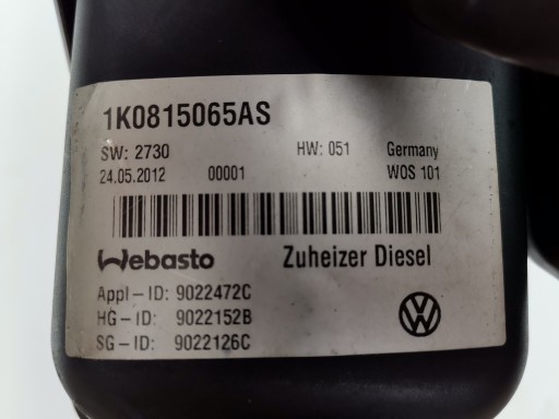 Webasto Thermo Top VEVO Touran Caddy 1K0815065AS