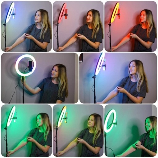 КОЛЬЦЕВАЯ RGB ЛАМПА 30см 2x ПОДСТАВКИ 2x ПУЛЬТЫ ПУЛЬТА