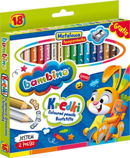 Мелки-карандаши THICK Jumbo для детей, школьные, 18 шт + точилка Bambino.