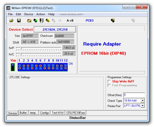 Адаптер 16-битная плата EPROM DIP40 UFP 6.03 prec.