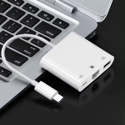 Przejściówka Adapter 3w1 USB-C do LAN / USB A / USB C do smartfona laptopa