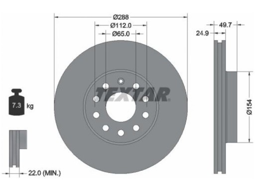 ПЕРЕДНИЕ ДИСКИ TEXTAR 288MM AUDI A3 SEAT ALTEA LEON