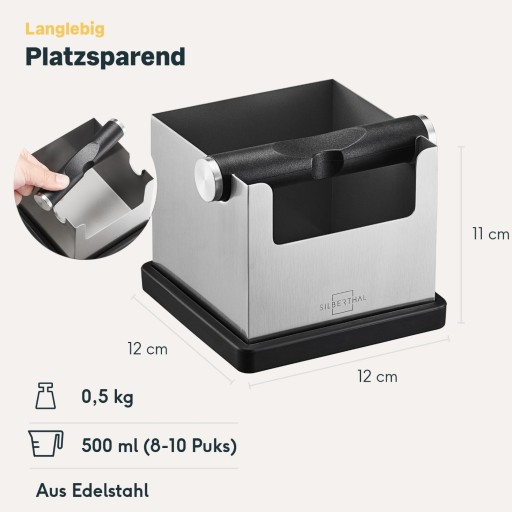 SILBERTHAL Abklopfbehälter für Siebträger Edelstahl - Version 2.0 - Tampers