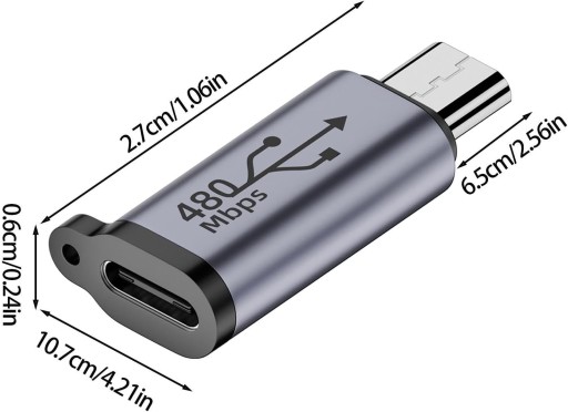 АДАПТЕР PHONEO USB-C TO MICRO USB CABLE 480MBPS 18W 5V 2A V7