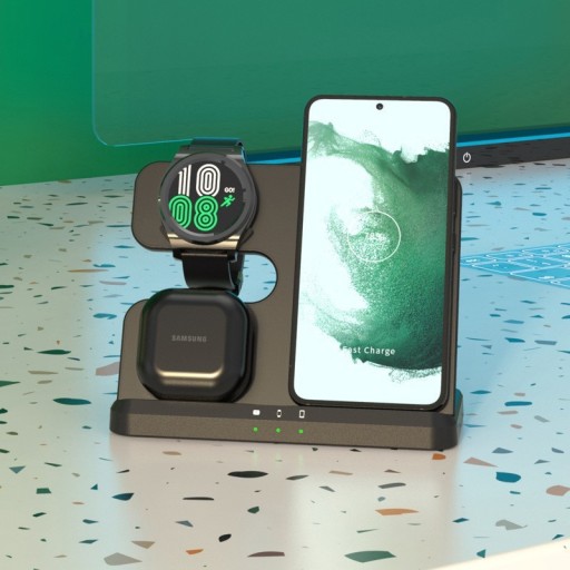 Быстрое индуктивное беспроводное зарядное устройство для Samsung 3в1