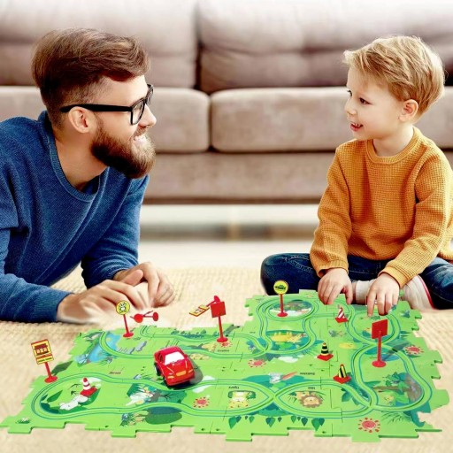 Puzzle Track Car Play Set Zabawki edukacyjne Montessori dla chłopców dziewcząt