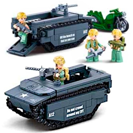 Кирпичи Макет БИТВА ЗА ИВО ДЖИМА АРМИЯ 9 ФИГУРОК + ТАНК + БАРЖА + 2 ОРУЖИЯ LEGO