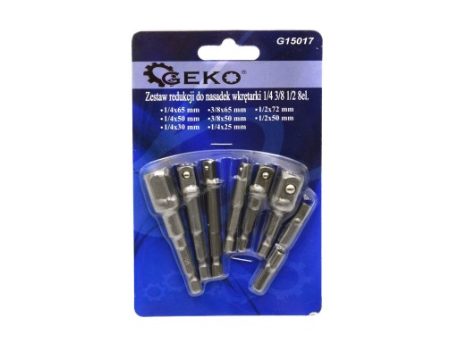 ПЕРЕХОДНИКИ ШЕСТИГРАННЫЕ ДЛЯ НАСАДОК 1/4 3/8 1/2 GEKO G15017